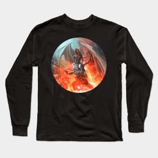 Awesome Heavy Metal Fantasy Screaming Fire Dragon Long Sleeve T-Shirt